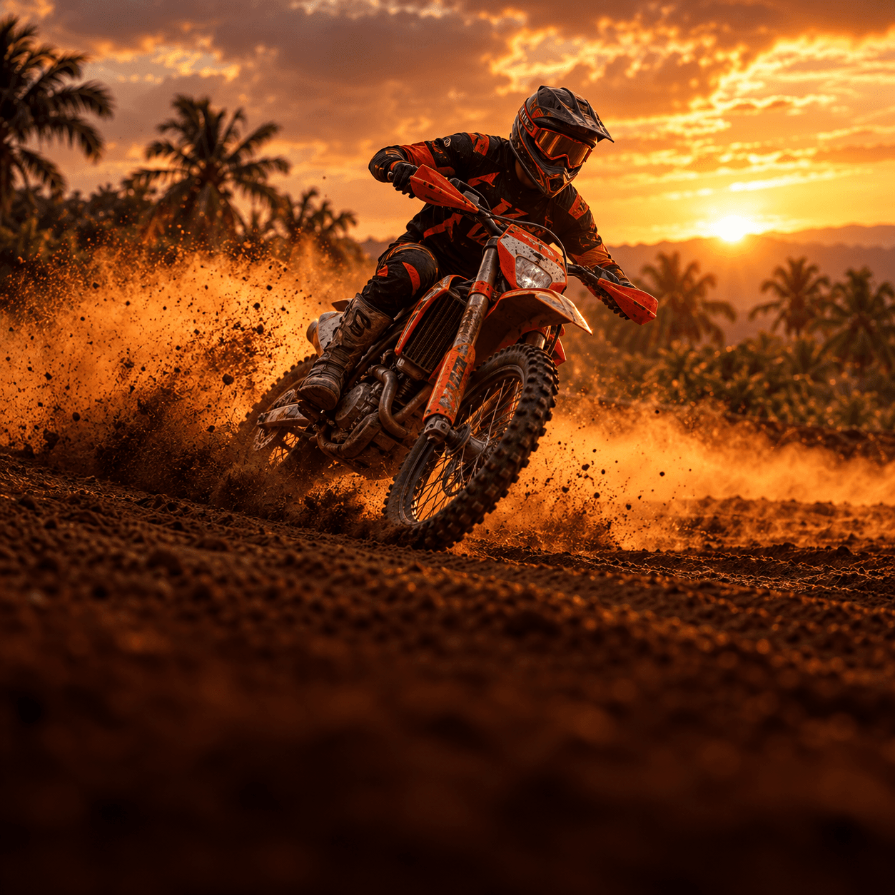 Moto de enduro em trilha de terra